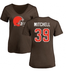 NFL Women's Nike Cleveland Browns #39 Terrance Mitchell Brown Name & Number Logo T-Shirt