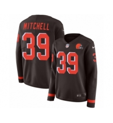 Women's Nike Cleveland Browns #39 Terrance Mitchell Limited Brown Therma Long Sleeve NFL Jersey