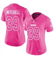 Women's Nike Cleveland Browns #39 Terrance Mitchell Limited Pink Rush Fashion NFL Jersey