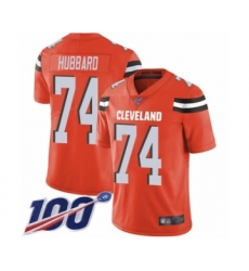 Men's Cleveland Browns #74 Chris Hubbard Orange Alternate Vapor Untouchable Limited Player 100th Season Football Jersey