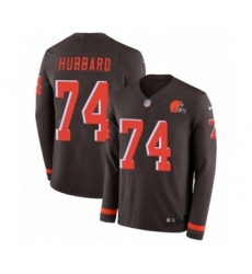 Men's Nike Cleveland Browns #74 Chris Hubbard Limited Brown Therma Long Sleeve NFL Jersey