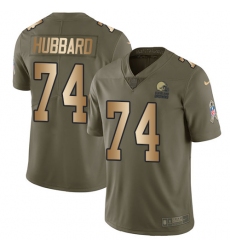 Men's Nike Cleveland Browns #74 Chris Hubbard Limited Olive Gold 2017 Salute to Service NFL Jersey