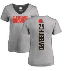 NFL Women's Nike Cleveland Browns #74 Chris Hubbard Ash Backer V-Neck T-Shirt
