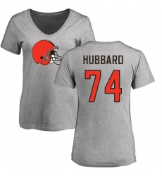 NFL Women's Nike Cleveland Browns #74 Chris Hubbard Ash Name & Number Logo T-Shirt