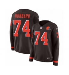 Women's Nike Cleveland Browns #74 Chris Hubbard Limited Brown Therma Long Sleeve NFL Jersey