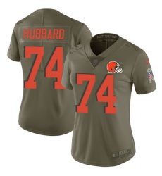 Women's Nike Cleveland Browns #74 Chris Hubbard Limited Olive 2017 Salute to Service NFL Jersey