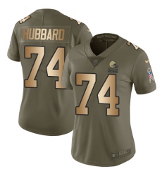 Women's Nike Cleveland Browns #74 Chris Hubbard Limited Olive Gold 2017 Salute to Service NFL Jersey
