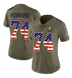 Women's Nike Cleveland Browns #74 Chris Hubbard Limited Olive USA Flag 2017 Salute to Service NFL Jersey