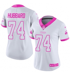 Women's Nike Cleveland Browns #74 Chris Hubbard Limited White Pink Rush Fashion NFL Jersey