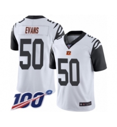 Men's Cincinnati Bengals #50 Jordan Evans Limited White Rush Vapor Untouchable 100th Season Football Jersey