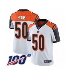 Men's Cincinnati Bengals #50 Jordan Evans White Vapor Untouchable Limited Player 100th Season Football Jersey