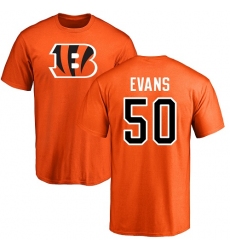NFL Nike Cincinnati Bengals #50 Jordan Evans Orange Name & Number Logo T-Shirt