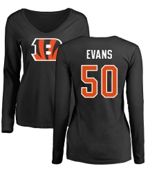 NFL Women's Nike Cincinnati Bengals #50 Jordan Evans Black Name & Number Logo Long Sleeve T-Shirt