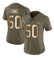 Women's Nike Cincinnati Bengals #50 Jordan Evans Limited Olive Gold 2017 Salute to Service NFL Jersey