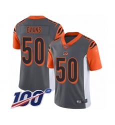 Youth Cincinnati Bengals #50 Jordan Evans Limited Silver Inverted Legend 100th Season Football Jersey