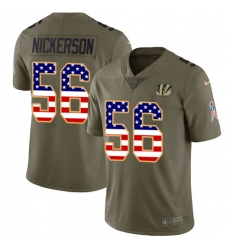 Youth Nike Cincinnati Bengals #56 Hardy Nickerson Limited Olive USA Flag 2017 Salute to Service NFL Jersey