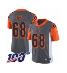 Men's Cincinnati Bengals #68 Bobby Hart Limited Silver Inverted Legend 100th Season Football Jersey