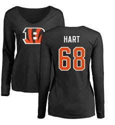 NFL Women's Nike Cincinnati Bengals #68 Bobby Hart Black Name & Number Logo Long Sleeve T-Shirt