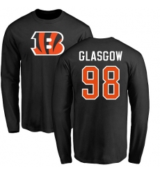 NFL Nike Cincinnati Bengals #98 Ryan Glasgow Black Name & Number Logo Long Sleeve T-Shirt