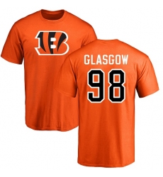 NFL Nike Cincinnati Bengals #98 Ryan Glasgow Orange Name & Number Logo T-Shirt