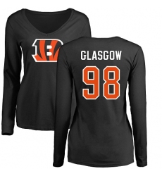 NFL Women's Nike Cincinnati Bengals #98 Ryan Glasgow Black Name & Number Logo Long Sleeve T-Shirt