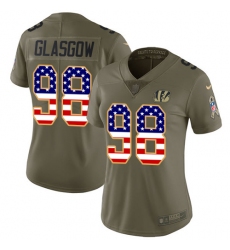 Women's Nike Cincinnati Bengals #98 Ryan Glasgow Limited Olive USA Flag 2017 Salute to Service NFL Jersey