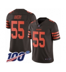 Men's Cleveland Browns #55 Genard Avery Limited Brown Rush Vapor Untouchable 100th Season Football Jersey