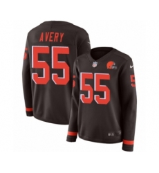 Women's Nike Cleveland Browns #55 Genard Avery Limited Brown Therma Long Sleeve NFL Jersey