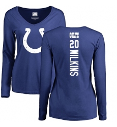 NFL Women's Nike Indianapolis Colts #20 Jordan Wilkins Royal Blue Backer Long Sleeve T-Shirt