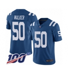 Men's Indianapolis Colts #50 Anthony Walker Limited Royal Blue Rush Vapor Untouchable 100th Season Football Jersey
