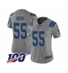 Women's Indianapolis Colts #55 Skai Moore Limited Gray Inverted Legend 100th Season Football Jersey