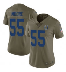 Women's Nike Indianapolis Colts #55 Skai Moore Limited Olive 2017 Salute to Service NFL Jersey