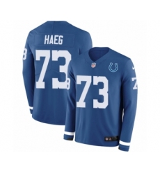 Men's Nike Indianapolis Colts #73 Joe Haeg Limited Blue Therma Long Sleeve NFL Jersey