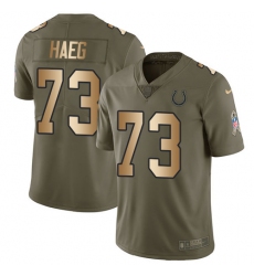 Men's Nike Indianapolis Colts #73 Joe Haeg Limited Olive Gold 2017 Salute to Service NFL Jersey