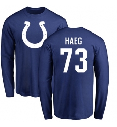 NFL Nike Indianapolis Colts #73 Joe Haeg Royal Blue Name & Number Logo Long Sleeve T-Shirt