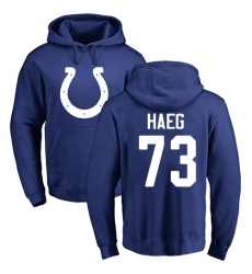 NFL Nike Indianapolis Colts #73 Joe Haeg Royal Blue Name & Number Logo Pullover Hoodie