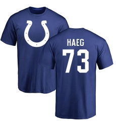 NFL Nike Indianapolis Colts #73 Joe Haeg Royal Blue Name & Number Logo T-Shirt
