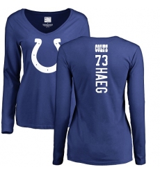 NFL Women's Nike Indianapolis Colts #73 Joe Haeg Royal Blue Backer Long Sleeve T-Shirt