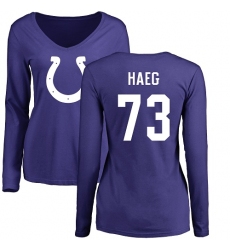 NFL Women's Nike Indianapolis Colts #73 Joe Haeg Royal Blue Name & Number Logo Long Sleeve T-Shirt