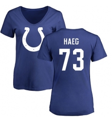 NFL Women's Nike Indianapolis Colts #73 Joe Haeg Royal Blue Name & Number Logo T-Shirt