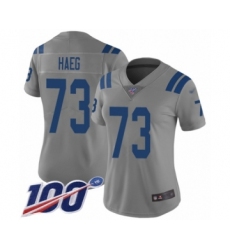 Women's Indianapolis Colts #73 Joe Haeg Limited Gray Inverted Legend 100th Season Football Jersey