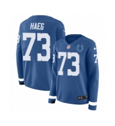 Women's Nike Indianapolis Colts #73 Joe Haeg Limited Blue Therma Long Sleeve NFL Jersey