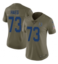 Women's Nike Indianapolis Colts #73 Joe Haeg Limited Olive 2017 Salute to Service NFL Jersey