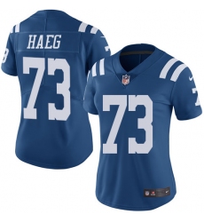 Women's Nike Indianapolis Colts #73 Joe Haeg Limited Royal Blue Rush Vapor Untouchable NFL Jersey