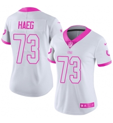 Women's Nike Indianapolis Colts #73 Joe Haeg Limited White Pink Rush Fashion NFL Jersey