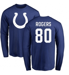 NFL Nike Indianapolis Colts #80 Chester Rogers Royal Blue Name & Number Logo Long Sleeve T-Shirt