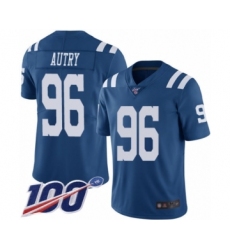 Men's Indianapolis Colts #96 Denico Autry Limited Royal Blue Rush Vapor Untouchable 100th Season Football Jersey