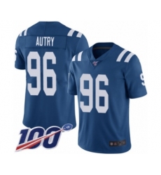 Men's Indianapolis Colts #96 Denico Autry Royal Blue Team Color Vapor Untouchable Limited Player 100th Season Football Jersey