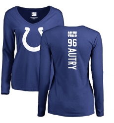 NFL Women's Nike Indianapolis Colts #96 Denico Autry Royal Blue Backer Long Sleeve T-Shirt