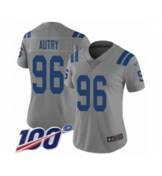 Women's Indianapolis Colts #96 Denico Autry Limited Gray Inverted Legend 100th Season Football Jersey